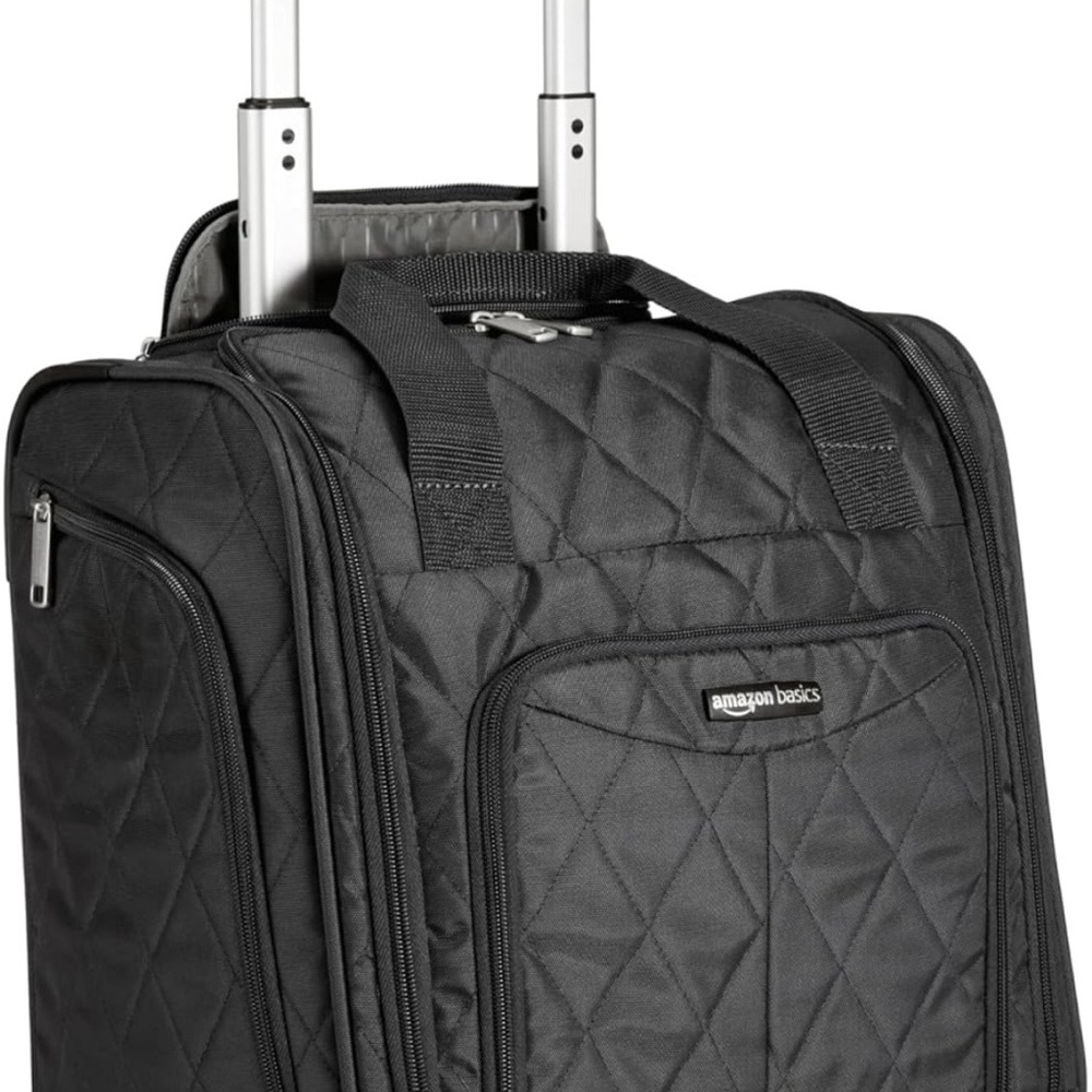 Black Quilted Underseat Carryon Bag